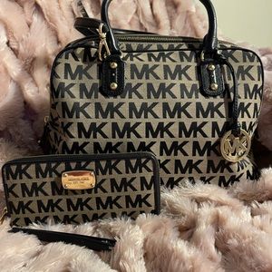 Michael Kors Signature Jacquard Satchel  Bundle